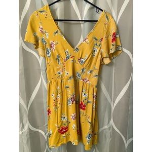 EUC Xhilaration yellow floral yellow mini dress